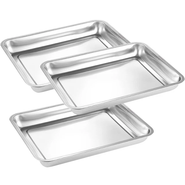 3 pz padella forno in acciaio inox vassoi in acciaio inox piatto da pranzo
