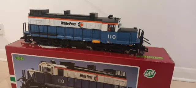 G scale 45mm VN MINT LGB 2055 Alco 110 White Pass & Yukon BlueWhite (DCC Sound?)