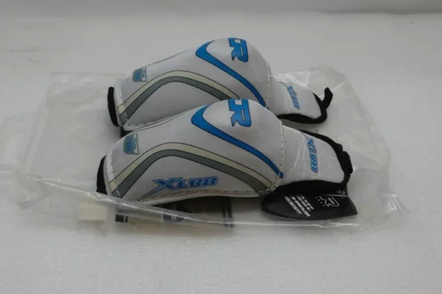 Dr Hockey XLR8 X10 Junior Large Hockey Elbow Pads - New - White/Blue 2