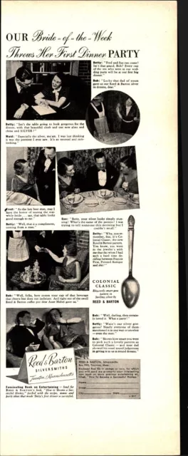 1937 Reed & Barton Silversmiths Vintage Print Ad Poster Man Cave Art Deco 30's