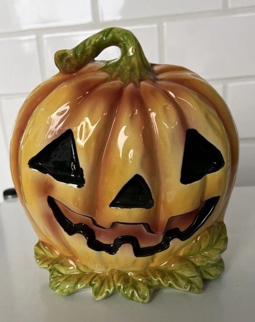 Vintage RELPO Halloween Planter 6.5" Jack O Lantern 6017 ceramic Autumn Decor