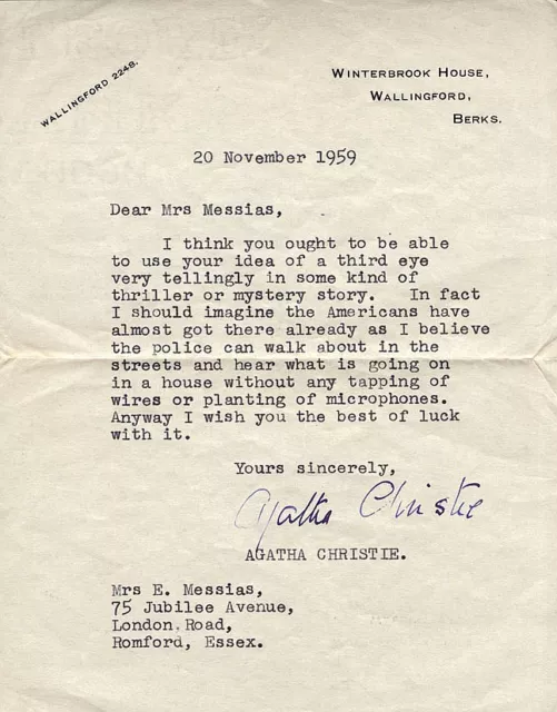 AGATHA CHRISTIE Signed Letter - Author / Writer - Literature - preprint