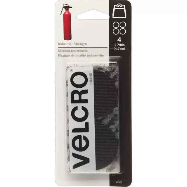 Velcro  Industrial Strength  Hook and Loop Fastener  1-7/8 in. W Black  4 pk