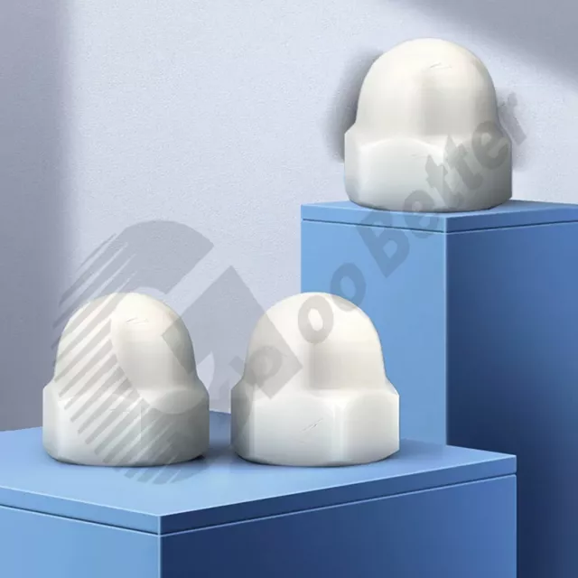 M3 M4 M5~M12 Acorn Cap Hex Nuts White Plastic Bolt Thread Cover Smooth Rounded