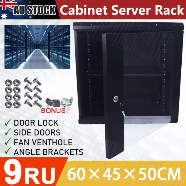 9U 9RU 450mm Deep 19 Inch Wall Mount Cabinet Rack Data Server Network Comms  OZ