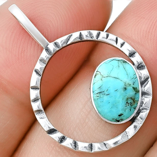 Natural Turquoise Morenci Mine 925 Sterling Silver Pendant Jewelry P-1067