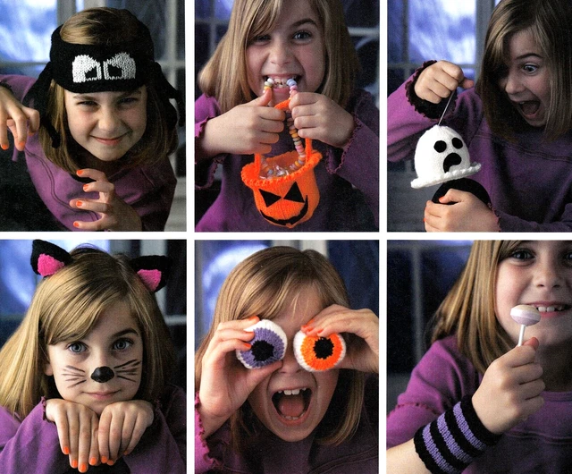 Bolso Pulsera De Punto Halloween Ojos Fantasmas Orejas De Gato Rápido Fácil Skm M11A