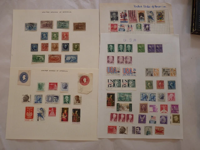 Usa Old Stamps Hinged On 4 Album Pages (P27)