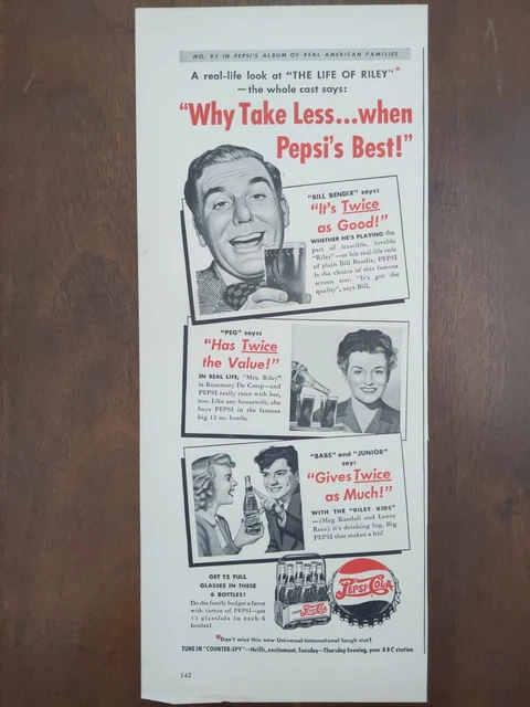 1949 vintage Post World war ll Pepsi-Cola print ad