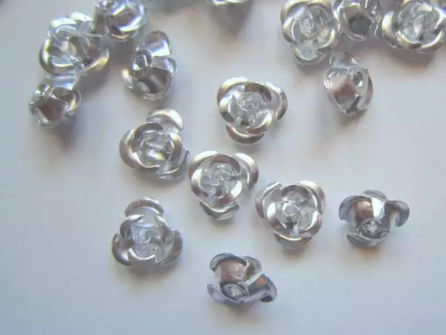 Cuentas flor aluminio 7 x 4 mm 50 UNIDADES plata perlas costura manualidades