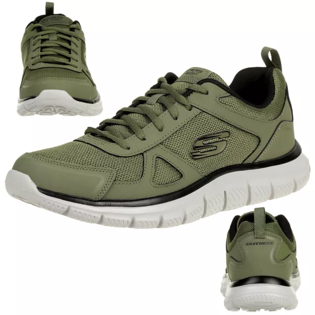 Skechers TRACK SCLORIC Homme Baskets Chaussures de Sport Trainer Vert 52631