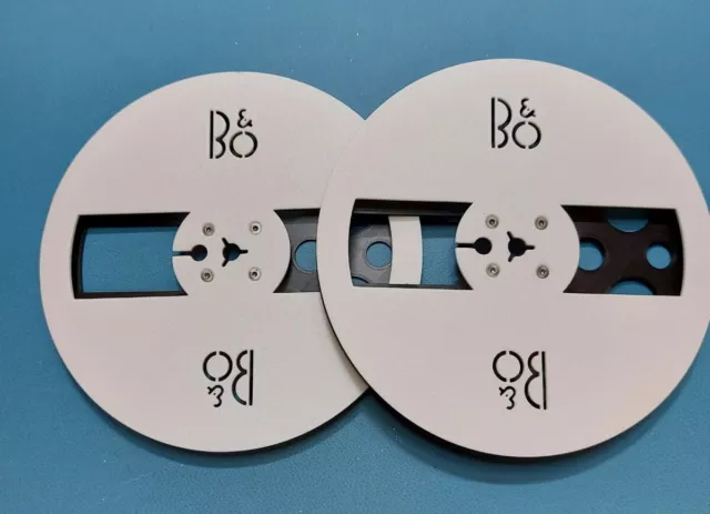 Bang Olufsen reel to reel Tape spools 7" (pair) 3D printed (Plastic) White/black