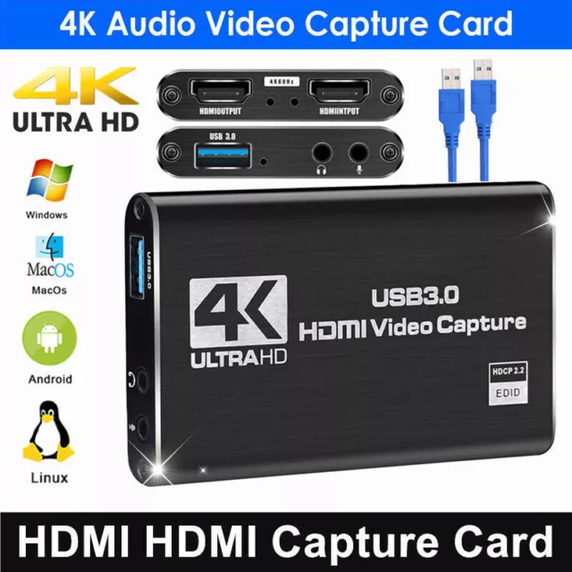 4K Audio Video Capture Card USB 3.0 HDMI Video Capture Device Full HD Recording