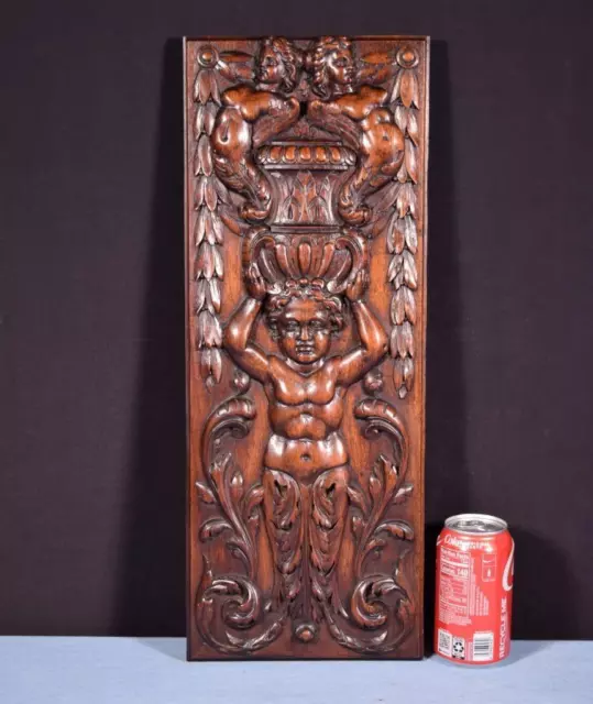 21 French Antique Highly Carved Panel Solid Walnut Wood With Figures and Urn