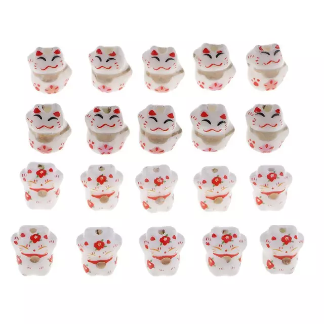 10 Fortune Jewelry Making Lucky Cat Perles en céramique Spacer Charms DIY