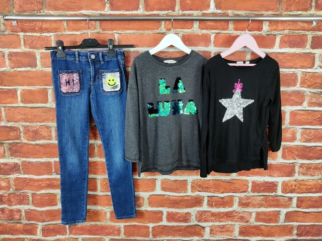 Girls Bundle Age 6-7 Years Gap Mango Skinny Jeans Long Sleeve Sequin Tee 122Cm