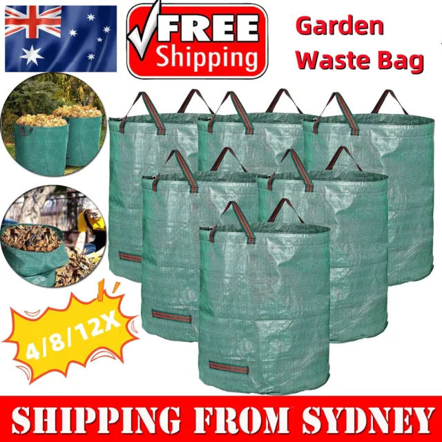 12x 272L Large Garden Waste Bag Leaf Rubbish Plant Grass Sack Reusable Carry Bag