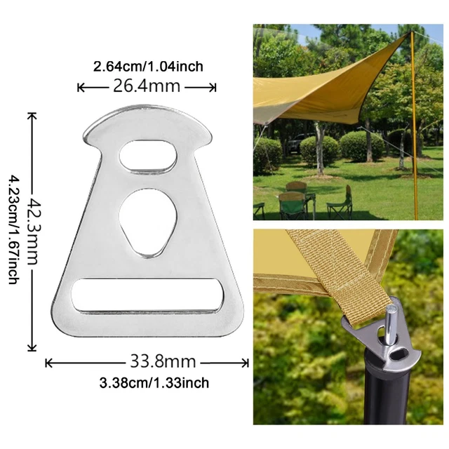 10 PEZZI DI tenditore per corda da tenda con 3 fori, ganci di serraggio