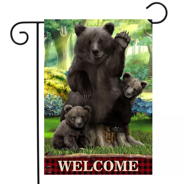 Black Bear Welcome Spring Garden Flag 18" x 12.5" Briarwood Lane