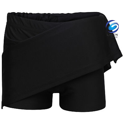 Girls Black Skort School Sports Outer Skirt and Base Layer Soft Stretch Fabric