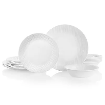 Corelle 18pc Glass Linen Weave Dinnerware Set