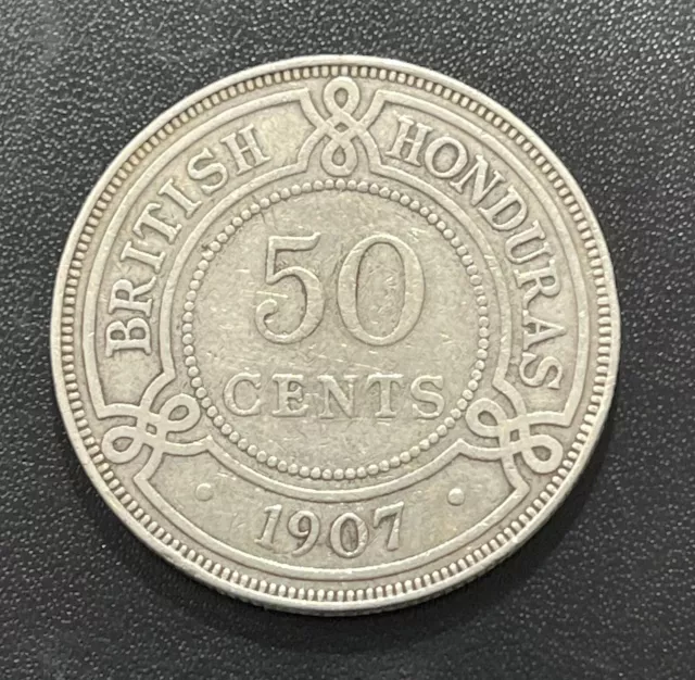 British Honduras 1907 50 Cents Silver Coin