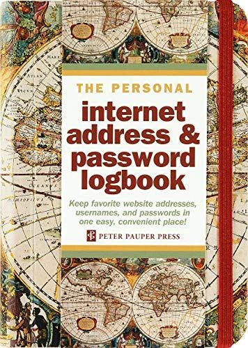 Old World Internet Address & Password Logbook (removable cover band for secur...