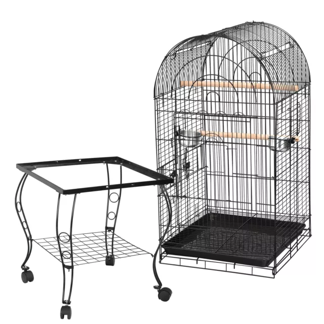 Cockatiel Parakeet Home 63"H Rolling Bird Cage w/Open Play Top for Small Parrot