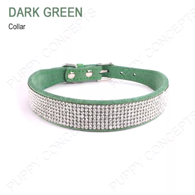 Bling Rhinestone Dog Collar Sparkle Diamante Leash Lead Set Microfiber Pet Cat