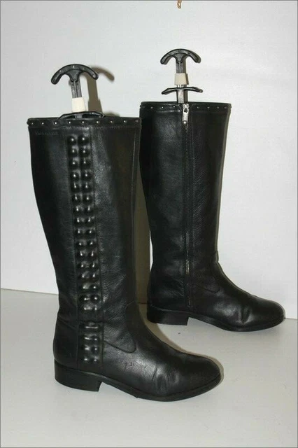 CALVIN KLEIN Bottes Cuir Clouté Noir Doublées Cuir T 38 BE