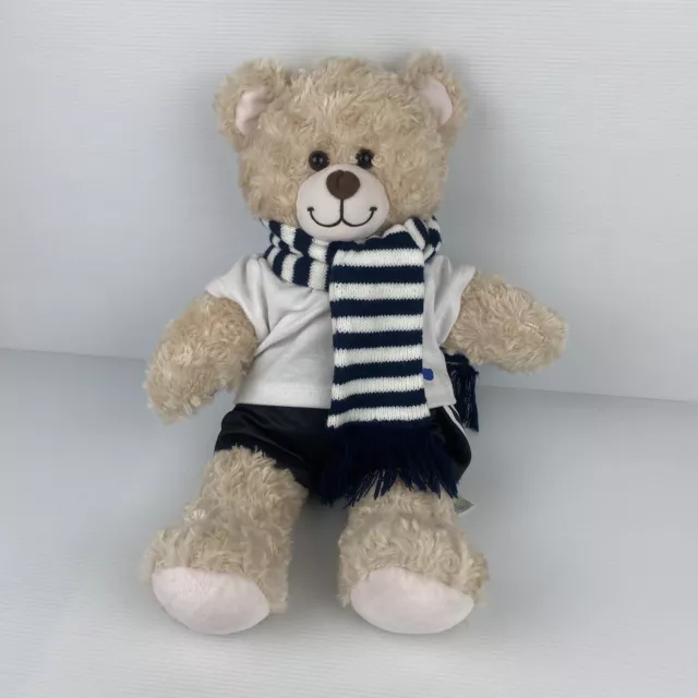 Build A Bear Teddy Plush BAB Beige Pink Paws 42cm Soft Shorts Shirt Scarf Soccer