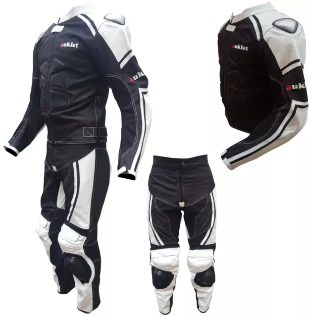 Tuta Moto Divisibile Pelle e Tessuto Racing Sport 2 Pezzi  Giacca Pantalone
