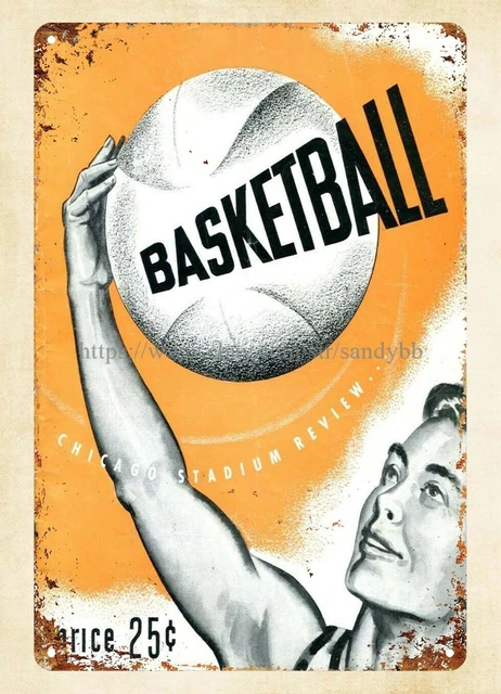 1949 basketball Chicago Stags Program metal tin sign metal reproduction artwork