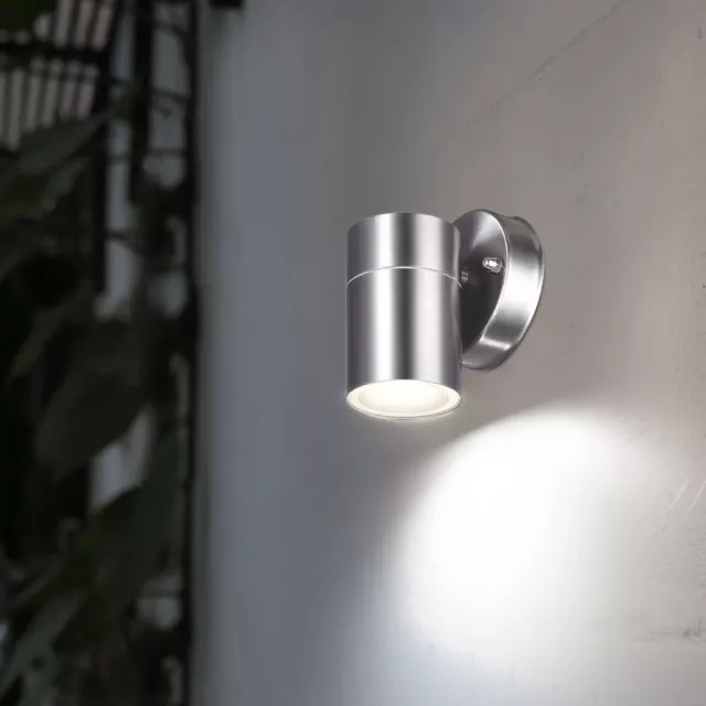 Applique Murale Inox Lampe D'Extérieur de Balcon Argent 1 à Feux LED H 11 CM