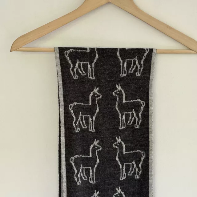 ALPACA WOOL BLEND Scarf Grey Alpaca Print Warm Outdoors Classic Fall ...