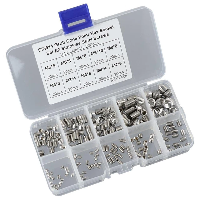 200Pcs Cone Point Allen Head Socket Hex Grub  Door Handles Knobs