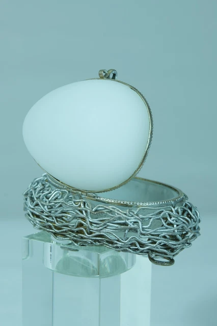 Opaline Menu ANCIEN RARE petit coffret / boite à bijoux 19ème oeuf sur nid en ...
