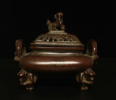 Xuande Signed Old Chinese Bronze or Copper Incense Burner w/kylin