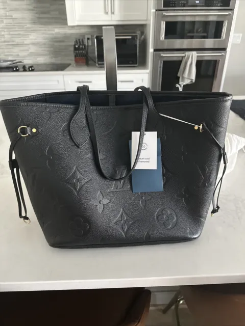 Louis Vuitton LV Neverfull MM Monogram Empreinte Leather Bag Black Retail $2,710