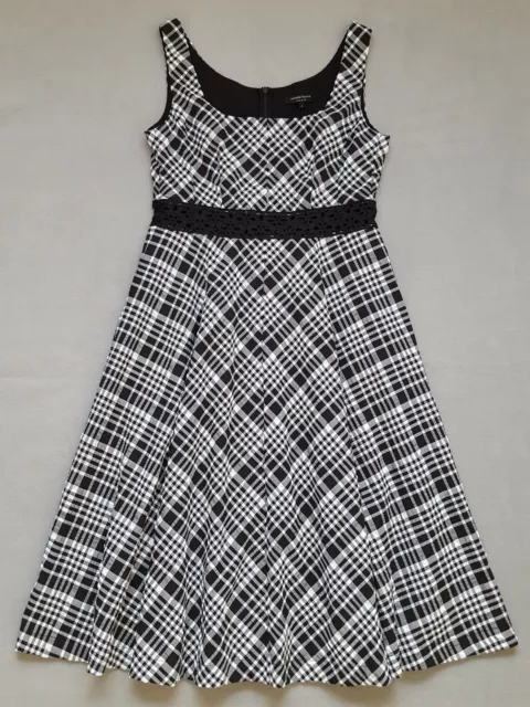 Nwot $448 Nanette Lepore Black White Sleeveless Vineyard A-Line Plaid Dress 4 S 3