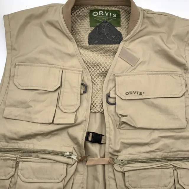ORVIS KHAKI FLY Fishing Utility Outdoor Vest Men's XXL 2XL Triple