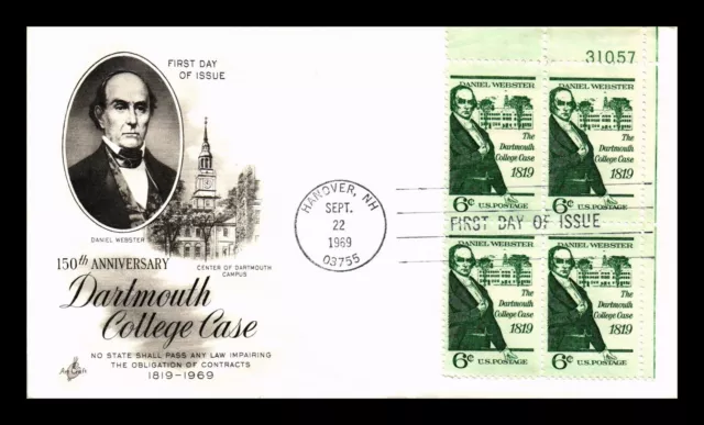 Dr Jim Stamps Us Cover Dartmouth College Case Fdc Plate Block Artcraft Unsealed