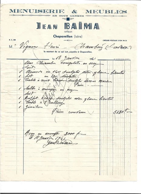 Lettre + Facture Annecy Mauris Bois 1931-1939 - Ancien Document Savoie