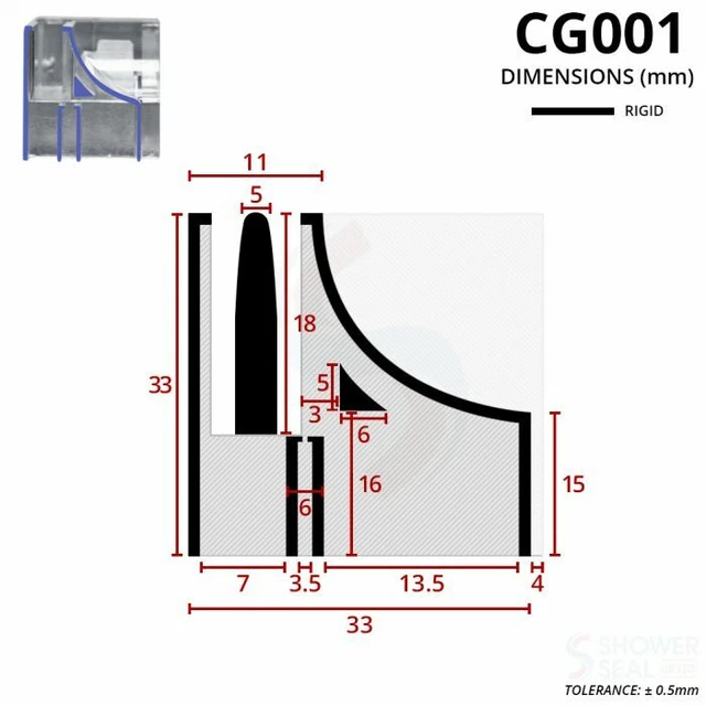 L SHAPE SHOWER Bath Screen Seal & Corner Piece 46mm Glass Gaps