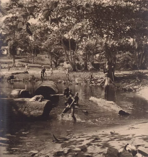 30x24 -GABON Enfants plage de Gué-Gué- Attr. à Jean Morin 1950 - Vintage print