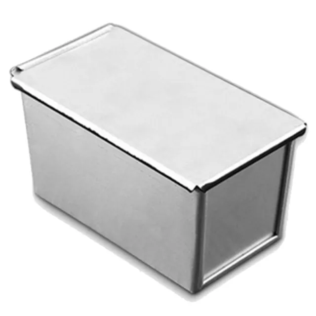 Aleación de aluminio 450 G, forma de caja de pan negro, herramienta de horneado con tapa E1Z7