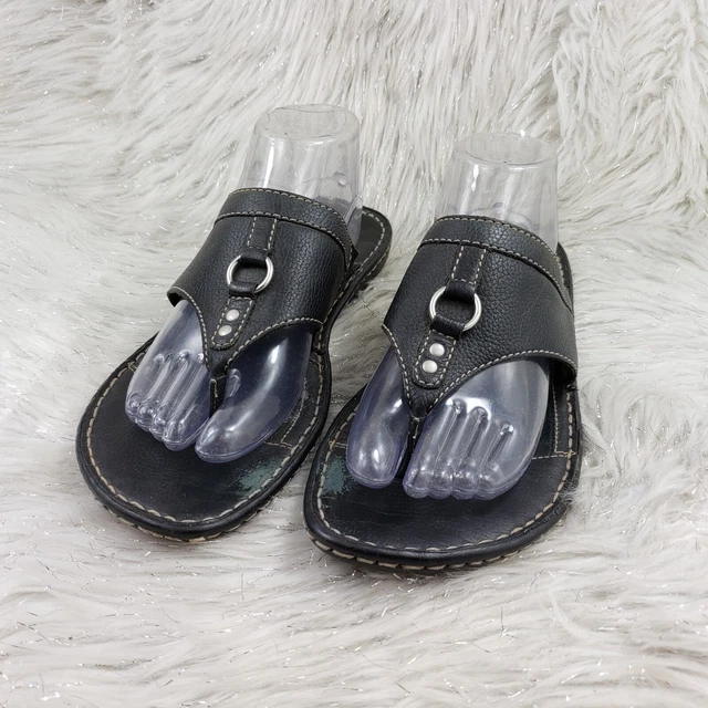 BORN W31465 Black Leather Slide On Thong Sandals Womens Size US 10 EUR 42