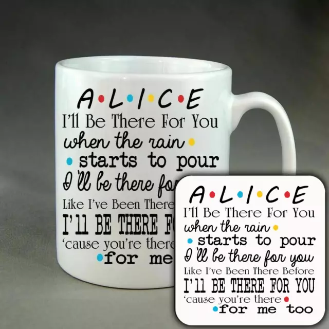 Personalised Friends Mug or Coaster or Set Cup - Christmas Birthday Present Gift