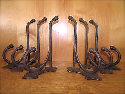 6 LG BROWN 9.25" ANTIQUE-STYLE HARNESS WALL HOOKS CAST IRON rustic barn outdoor