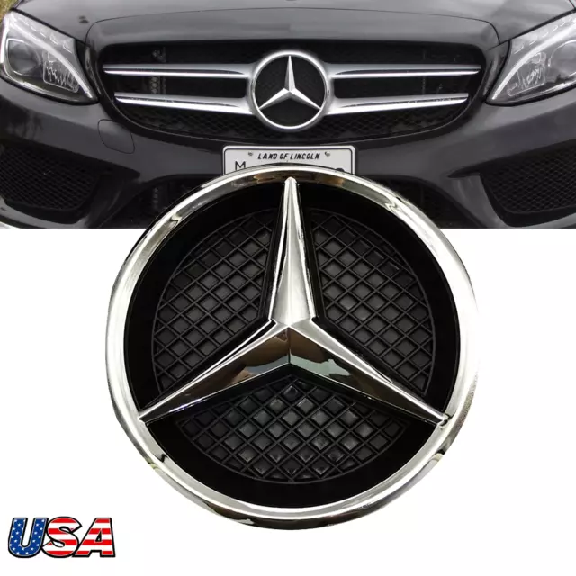 Front Grille Mesh 3D Star Emblem Badge For Mercedes-Benz 2015-2019 GLC GLE GLS